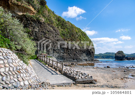 石見畳ヶ浦千畳敷 遊歩道の風景 島根県浜田市 石見畳ヶ浦千畳敷 遊歩道の風景 島根県浜田市 105664801