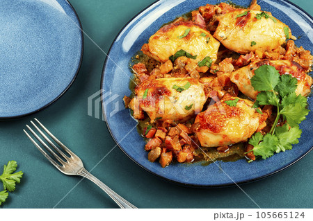 Fried squid or calamari stuffed. 105665124