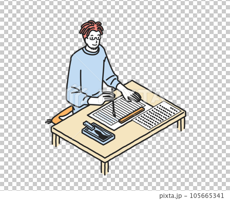 Inbound foreign man copying sutras Inbound foreign man copying sutras 105665341