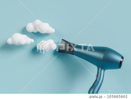 Watercolor one hairdryer blue color Royalty Free Vector