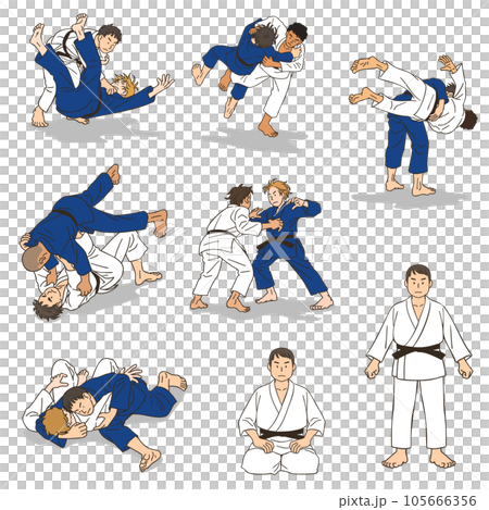 男子柔道比賽套各種技術和姿勢 105666356
