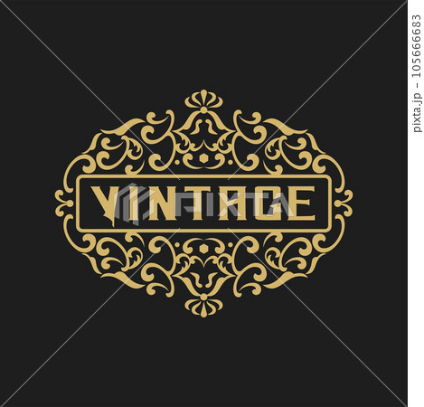 Vintage Retro Ornament Border Frame Emblem Stamp Label Logo Design Vector 105666683