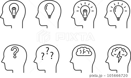 考える人の横顔の線画アイコンセット 考える人の横顔の線画アイコンセット 105666720