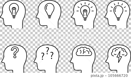 考える人の横顔の線画アイコンセット 考える人の横顔の線画アイコンセット 105666720