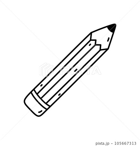 Wooden pencil with eraser isolated on white 105667313