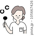 眼科で視力検査する視能訓練士・看護師の線画 眼科で視力検査する視能訓練士・看護師の線画 105667426