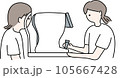 眼科で検査する視能訓練士・看護師の線画 眼科で検査する視能訓練士・看護師の線画 105667428