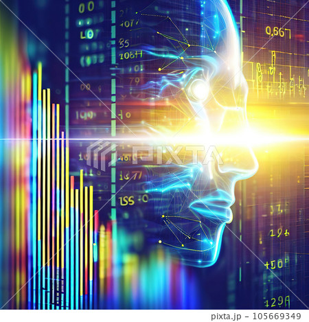 artificial intelligence in stock rise chart background 105669349