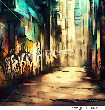 urban street in graffiti. urban street in graffiti. 105669438