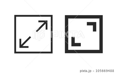 Fullscreen pictogram arrow size icon. Full screen bigger extend video wide web app maximize symbol Fullscreen pictogram arrow size icon. Full screen bigger extend video wide web app maximize symbol 105669488