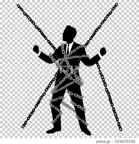 鎖に縛られている男性ビジネスマン 鎖に縛られている男性ビジネスマン 105670192