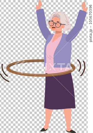 Senior Lifestyle Enjoyment concept. Happy Elderly Woman with Hula Hoop. Granny Enjoying Fun Hula Hoop Game Senior Lifestyle Enjoyment concept. Happy Elderly Woman with Hula Hoop. Granny Enjoying Fun Hula Hoop Game 105670396