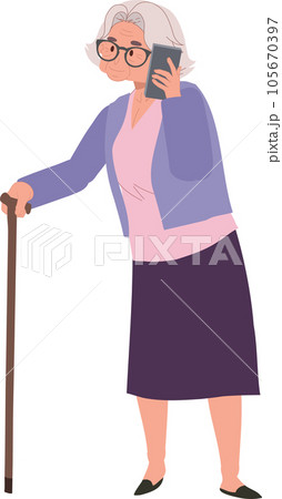 Modern Senior Lifestyle, Technology and elderly concept. Senior Woman using talking on Smartphone 105670397