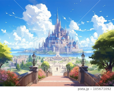 Premium AI Image | Anime style a medieval castle