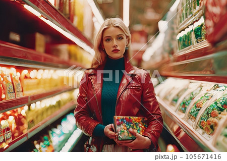 Young pretty woman in shop. AI generated 105671416