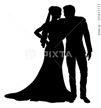 Bride And Groom Couple Wedding Dress Silhouettes Bride And Groom Couple Wedding Dress Silhouettes 105671717