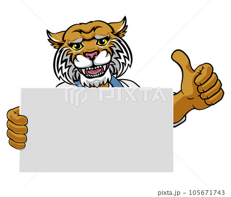 Wildcat Painter Handyman Mechanic Plumber Cartoon Wildcat Painter Handyman Mechanic Plumber Cartoon 105671743