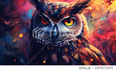 Owl portrait DMT styles, Vivacious, Cybernetic Punk 105672201