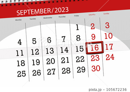Calendar 2023, deadline, day, month, page, organizer, date, September, saturday, number 16 105672236