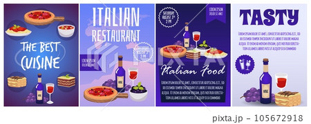 Set of website banners or posters about Italian food flat style, vector illustration 105672918
