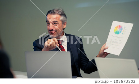 Professional businessman leader meeting with co-worker team in meeting room 105673502