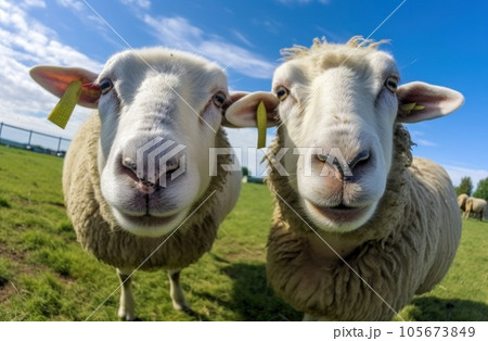Funny sheeps portrait Funny sheeps portrait 105673849