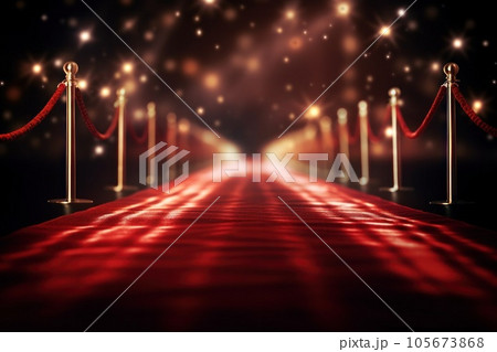Red carpet with lights in the spotlight Red carpet with lights in the spotlight 105673868