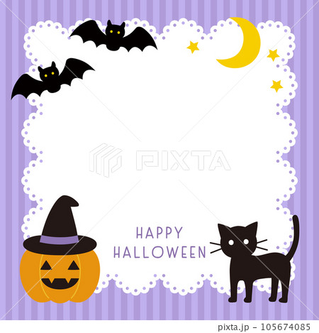 かわいいハロウィンのレース風フレームのベクターイラスト 105674085