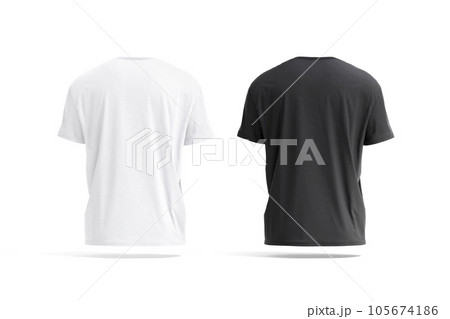 Blank black and white oversize t-shirt mockup, back view Blank black and white oversize t-shirt mockup, back view 105674186