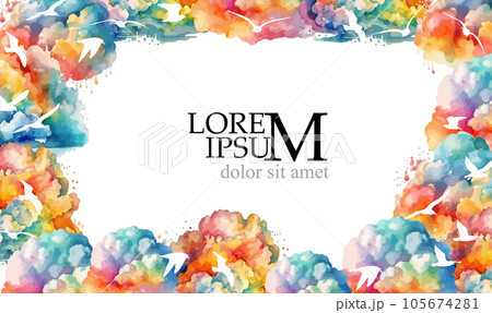 Frame of colored clouds with place for text. Vector illustration 105674281
