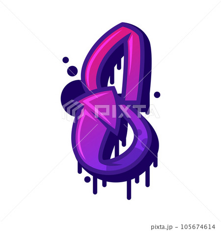 Graffiti Eight Number and Purple Bold Numeralのイラスト素材