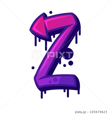 Graffiti Alphabet Purple Font and Uppercase Letter Z Vector Illustration Graffiti Alphabet Purple Font and Uppercase Letter Z Vector Illustration 105674623