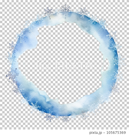 Blue watercolor snowflake frame isolated Blue watercolor snowflake frame isolated 105675369