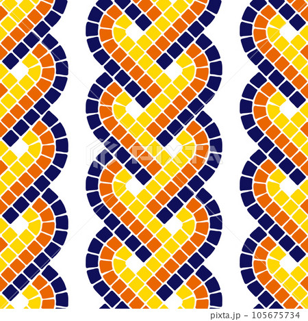 Decorative mosaic pattern. Ceramic antique stone ornament. Decorative mosaic pattern. Ceramic antique stone ornament. 105675734