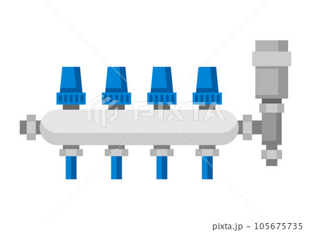 Illustration of hydronic manifold. Industrial image of plumbing object. Illustration of hydronic manifold. Industrial image of plumbing object. 105675735