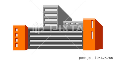 Illustration of industrial building. Urban manufactory view of constructions. 105675766