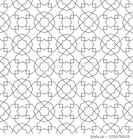 Seamless geometric ornament based on traditional islamic art. Black and white. Seamless geometric ornament based on traditional islamic art. Black and white. 105676626