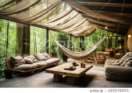 Ecolodge or eco-lodge house 105676850