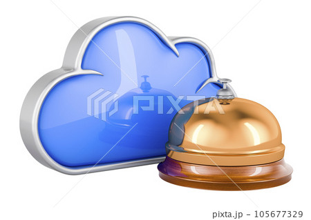 Cloud computing with reception bell, 3D rendering 105677329