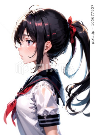 ポニーテールの女の子のイラスト素材 [105677907] - PIXTA