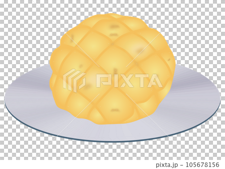 A piece of "melon bread" served on a steel plate 105678156