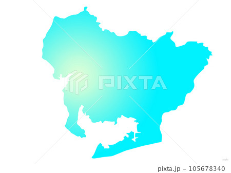 愛知県 県地図のイラスト アクアブルー 黄色 水色 105678340