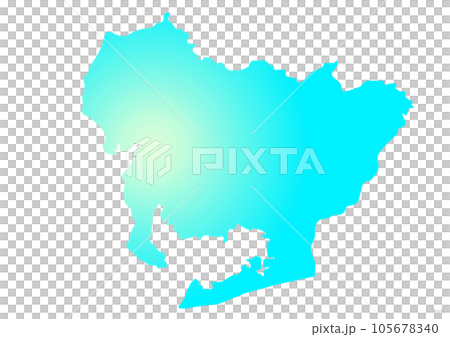 愛知県 県地図のイラスト アクアブルー 黄色 水色 105678340