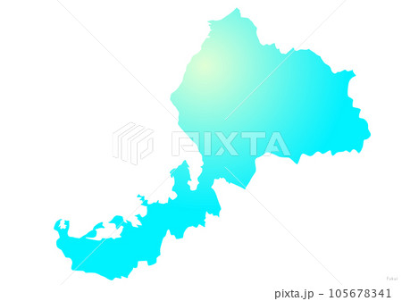 福井県 県地図のイラスト マリンブルー 黄色 水色 福井県 県地図のイラスト マリンブルー 黄色 水色 105678341