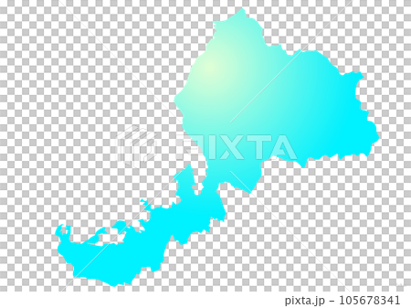 福井県 県地図のイラスト マリンブルー 黄色 水色 福井県 県地図のイラスト マリンブルー 黄色 水色 105678341