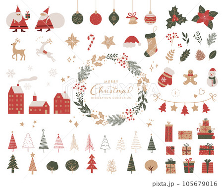 クリスマスの装飾のアイコンセット(ベクターイラスト) クリスマスの装飾のアイコンセット(ベクターイラスト) 105679016