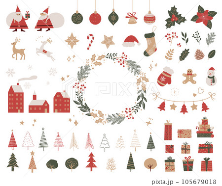 クリスマスの装飾のアイコンセット(ベクターイラスト) 105679018