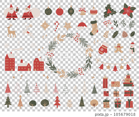 クリスマスの装飾のアイコンセット(ベクターイラスト) 105679018