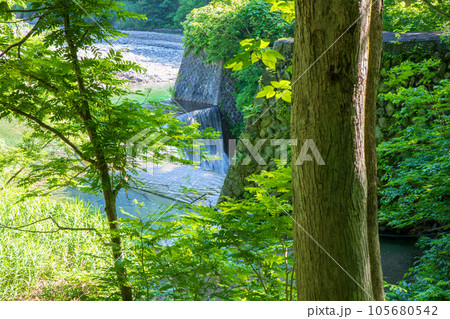 湯吹きの滝上 湯檜曽川 真夏の風景 みなかみ町   湯吹きの滝上 湯檜曽川 真夏の風景 みなかみ町   105680542