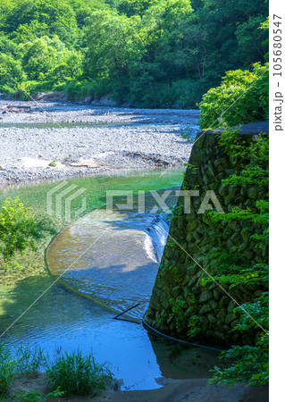 湯吹きの滝上　湯檜曽川　真夏の風景　みなかみ町　　 105680547